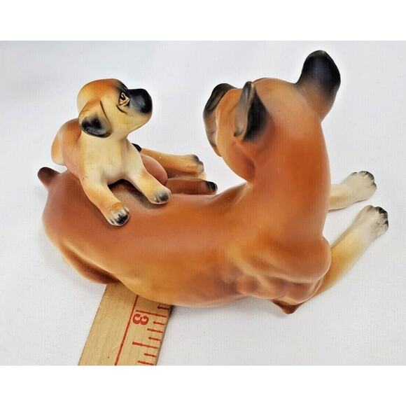 Lefton Norcrest Boxer Dog w Puppy Playful Pup Dogs Figurines Vintage Collectible - Picture 6 of 12